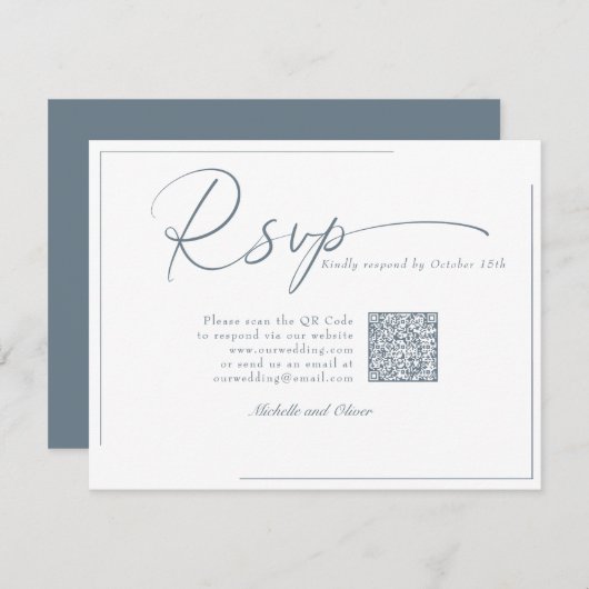 Calligraphy Classic Modern Wedding QR Code UAWG RSVP Karte (Vorne/Hinten)
