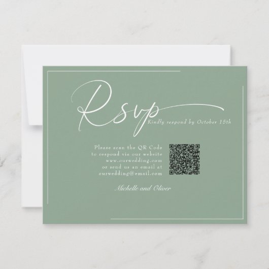 Calligraphy Classic Modern Wedding QR Code UAWG RSVP Karte (Vorderseite)