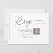 Calligraphy Classic Modern Wedding QR Code UAWG RSVP Karte (Vorderseite)