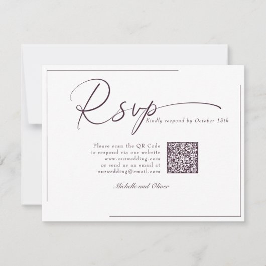 Calligraphy Classic Modern Wedding QR Code UAWG RSVP Karte (Vorderseite)