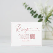 Calligraphy Classic Modern Wedding QR Code UAWG RSVP Karte (Stehend Vorderseite)