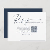 Calligraphy Classic Modern Wedding QR Code UAWG RSVP Karte (Vorne/Hinten)
