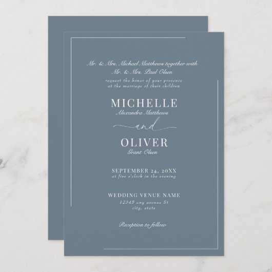 Calligraphy Classic Moderne Einladungen für Hochze (Vorne/Hinten)