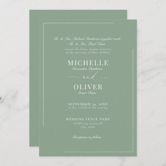 Calligraphy Classic Moderne Einladungen für Hochze (Vorne/Hinten)