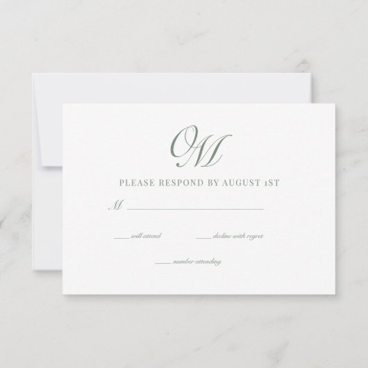 Calligraphy Classic Moderne Hochzeit RSVP Karte (Rückseite)