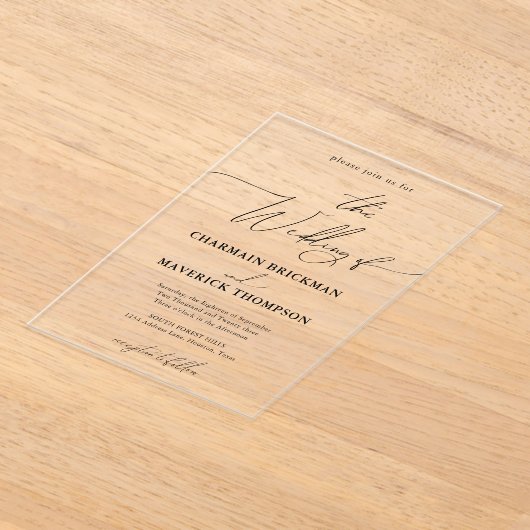 Calligraphy Classy Wedding Acryleinladungen (Ablage )