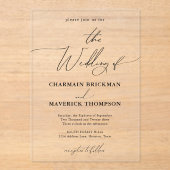 Calligraphy Classy Wedding Acryleinladungen (Vorderseite)