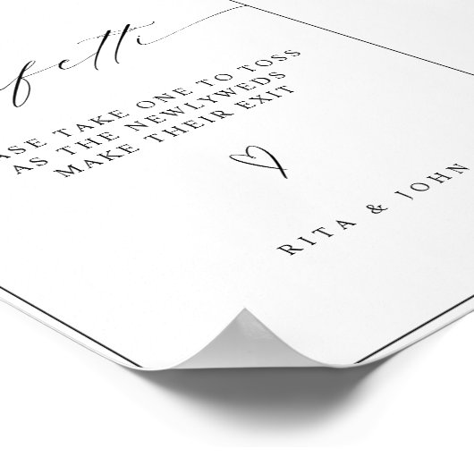 Calligraphy Confetti senden Hochzeitszeichen ab Poster (Ecke)