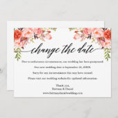 Calligraphy Coral Floral New Wedding Date Card Save The Date (Vorne/Hinten)