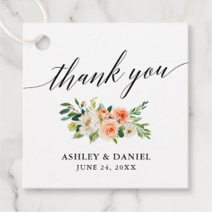 Calligraphy Coral Floral Vielen Dank für Ihre Hoch Geschenkanhänger