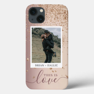 Calligraphy Couple Foto Rose Gold Glitzer Case-Mate iPhone Hülle