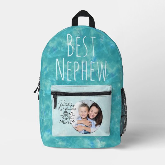 Calligraphy Custom Photo Birthday For Nephew Bedruckter Rucksack (Vorderseite)