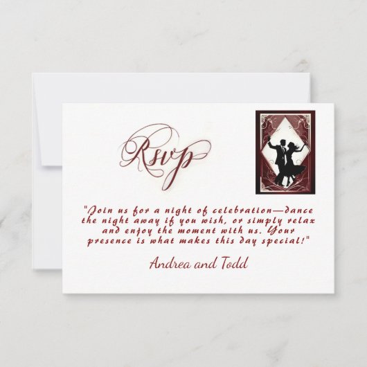 Calligraphy dance burgundy Vintag Foto Wedding RSVP Karte (Vorderseite)