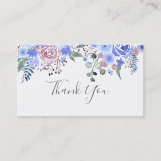 Calligraphy Drehbuch Wedding THANK YOU Blue Visitenkarte