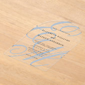 Calligraphy Dusty Blue Monogram Wedding Arch Acryleinladungen (Ablage )