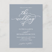 Calligraphy Dusty Blue Wedding Einladung Postkarte (Vorderseite)