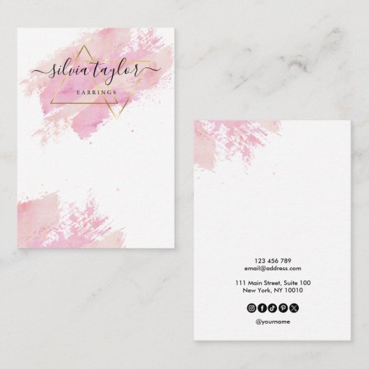 Calligraphy Earring Necklace-Grafikkarte Visitenkarte (Vorne/Hinten)