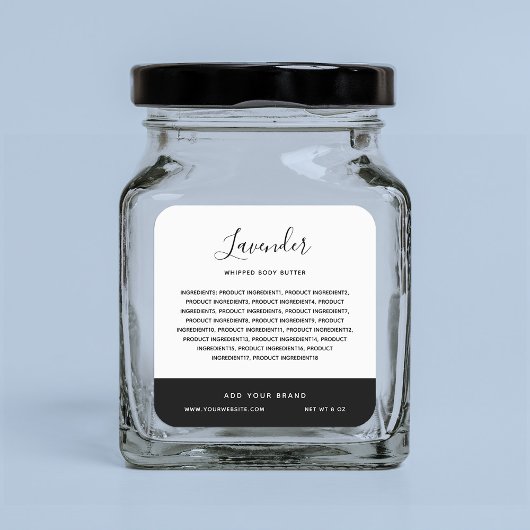 Calligraphy Editable Colors Contrast Ingredients Quadratischer Aufkleber