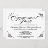 Calligraphy Elegance Engagement Party Einladung (Vorne/Hinten)