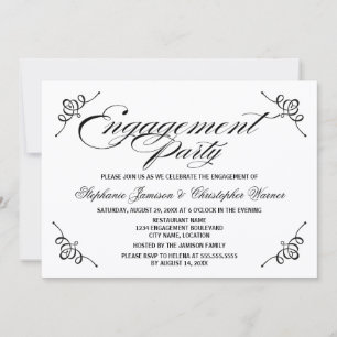 Calligraphy Elegance Engagement Party Einladung