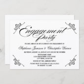 Calligraphy Elegance Engagement Party Einladung (Vorne/Hinten)