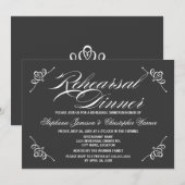 Calligraphy Elegance Grau Probe Abendessen Einladung (Vorne/Hinten)