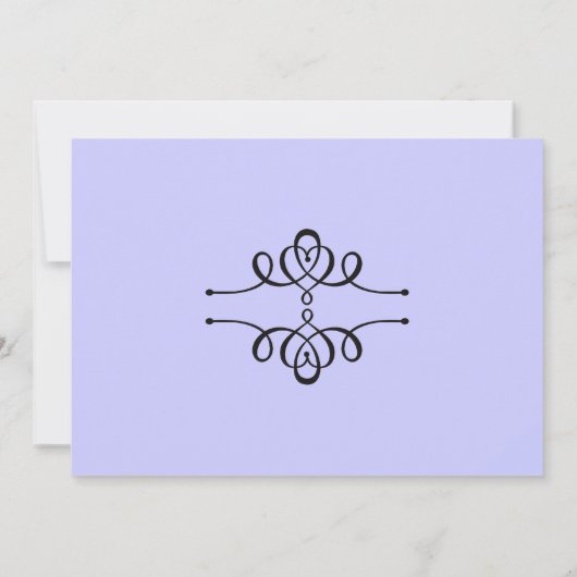 Calligraphy Elegance Lilac Probe Abendessen Einladung (Rückseite)