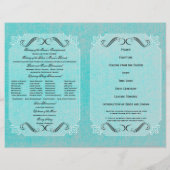 Calligraphy Elegance Vintag Linen Wedding Program (Rückseite)