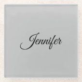 Calligraphy Elegant Bold Retro Gray Glasuntersetzer (Vorderseite)