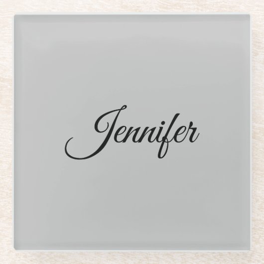 Calligraphy Elegant Bold Retro Gray Glasuntersetzer (Vorderseite)