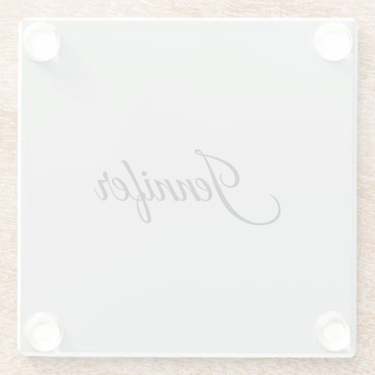 Calligraphy Elegant Bold Retro Gray Glasuntersetzer (Rückseite)