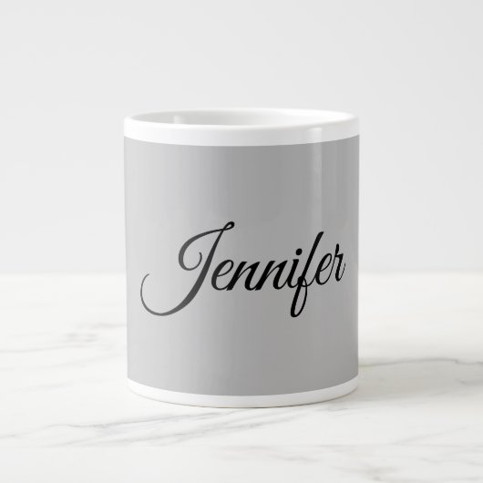 Calligraphy Elegant Bold Retro Gray Jumbo-Tasse (Vorderseite)