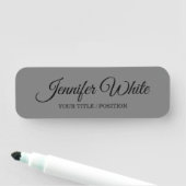 Calligraphy Elegant Bold Retro Gray Namensschild (Beispiel)