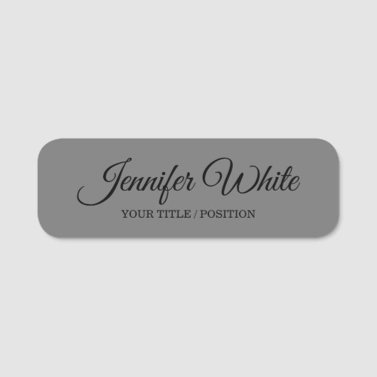 Calligraphy Elegant Bold Retro Gray Namensschild (Vorderseite)