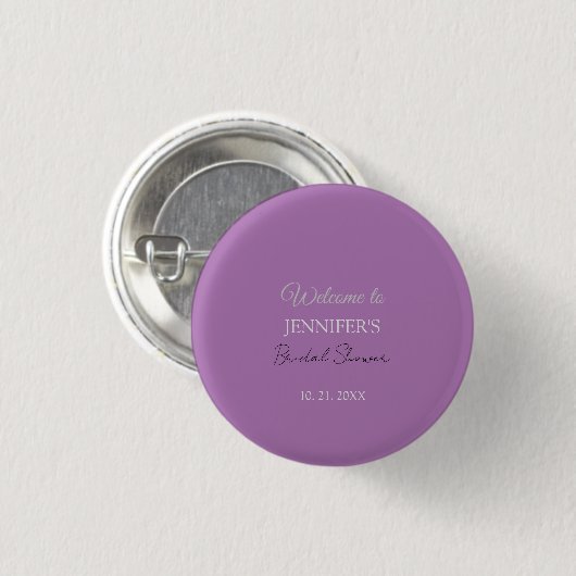 Calligraphy Elegant Lavender Welcome Brautparty Button (Vorne & Hinten)