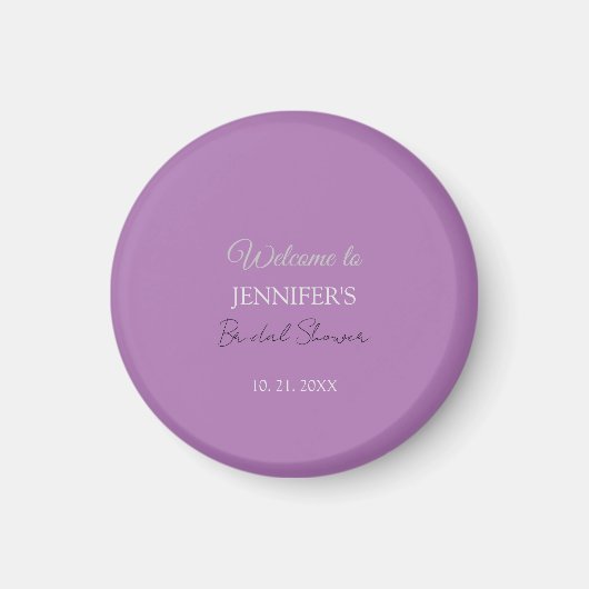 Calligraphy Elegant Lavender Welcome Brautparty Magnet (Vorne)