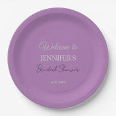 Calligraphy Elegant Lavender Welcome Brautparty Pappteller (Vorderseite)