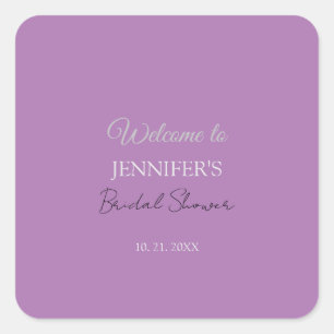 Calligraphy Elegant Lavender Welcome Brautparty Quadratischer Aufkleber