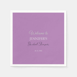 Calligraphy Elegant Lavender Welcome Brautparty Serviette