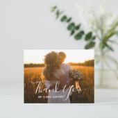 Calligraphy Elegant Script Brush Foto Vielen Dank Postkarte (Stehend Vorderseite)