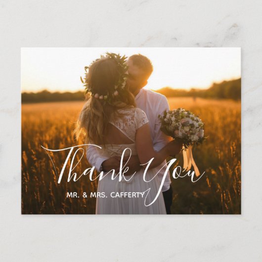 Calligraphy Elegant Script Brush Foto Vielen Dank Postkarte (Vorderseite)