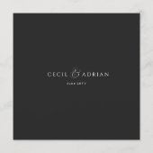 Calligraphy Elegant Square Black Wedding Menu Menükarte (Rückseite)