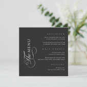 Calligraphy Elegant Square Black Wedding Menu Menükarte (Stehend Vorderseite)