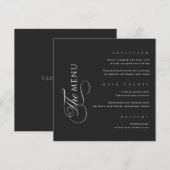 Calligraphy Elegant Square Black Wedding Menu Menükarte (Vorne/Hinten)