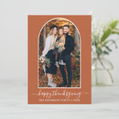 Calligraphy Erntedank Foto Feiertagskarte (Stehend Vorderseite)