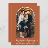 Calligraphy Erntedank Foto Feiertagskarte (Vorne/Hinten)