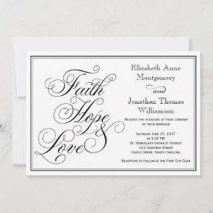 Calligraphy Faith Hope Liebe Hochzeit Einladung