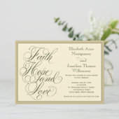 Calligraphy Faith Hope Liebe Hochzeit Einladung (Stehend Vorderseite)