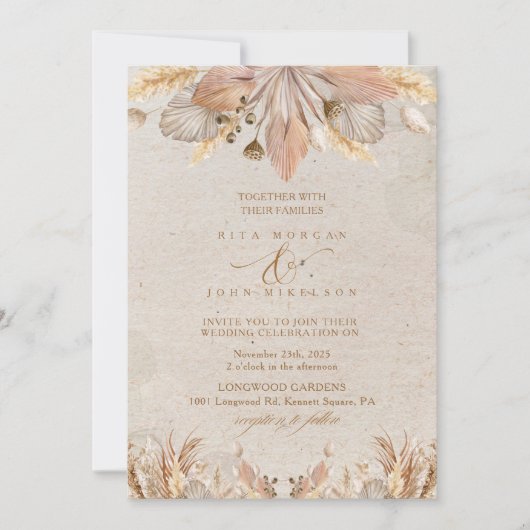 Calligraphy Fall Boho Script Einladung zur Hochzei (Vorderseite)