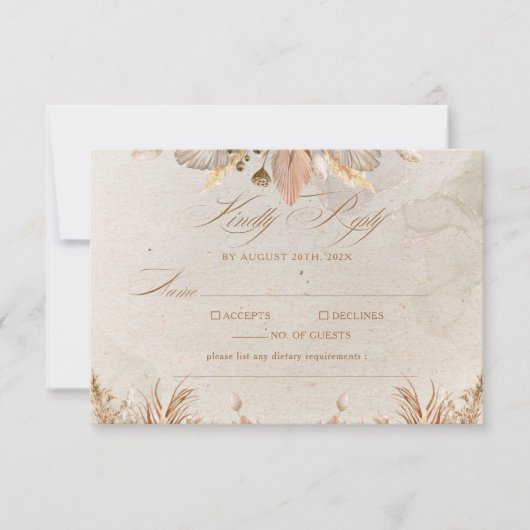 Calligraphy Fall Boho Script Wedding RSVP Karte (Vorderseite)